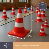Cone de signalisation rouge/blanc 50cm (1190-50)