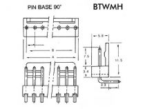 Connecteur coude avec cable pour ci - male - 10 contacts (BTWMH10)