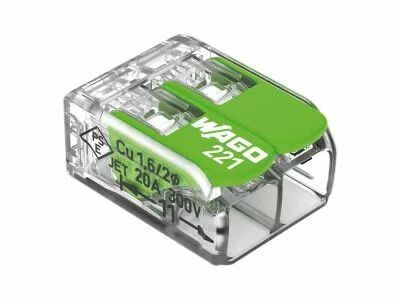 Connecteur d\'�pissure compact 2 x 0,2 - 4 mm� pour tous types de fils - vert (WG221422)