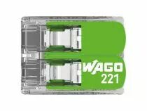 Connecteur d\'&eacute;pissure compact 2 x 0,2 - 4 mm&sup2; pour tous types de fils - vert (WG221422)