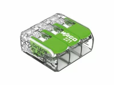 Connecteur d\'�pissure compact 3 x 0,2 - 4 mm� pour tous types de fils - vert (WG221423)