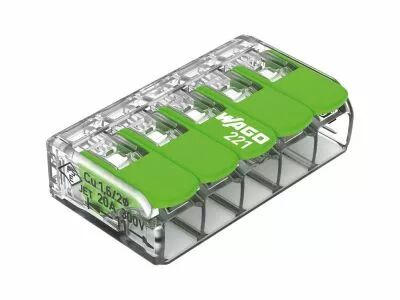 Connecteur d\'�pissure compact 5 x 0,2 - 4 mm� pour tous types de fils - vert (WG221425)