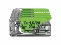 Connecteur d\'&eacute;pissure compact 5 x 0,2 - 4 mm&sup2; pour tous types de fils - vert (WG221425)