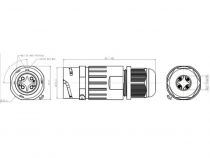 CONNECTEUR POUR CÂBLE 4P - ÉTANCHE IP68 - 16A 320V (1 set)