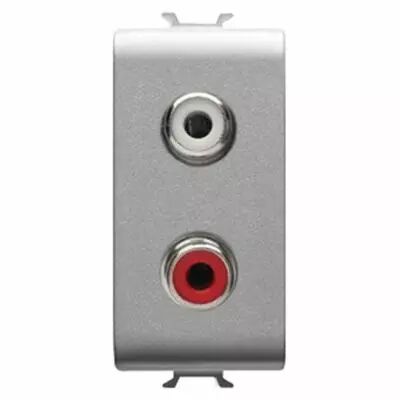 Connecteur rca double - 1 module - titane - chorus