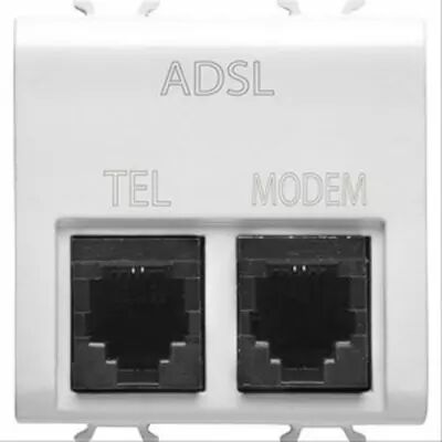 Connecteur telephonique double - filtre adsl - rj11 pour t�l�phon et modem - 2 modules - blanc - chorus