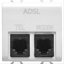 Connecteur telephonique double - filtre adsl - rj11 pour téléphon et modem - 2 modules - blanc - chorus