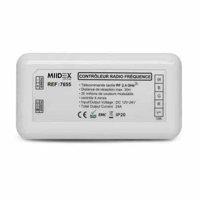 CONTROLEUR RADIO FREQUENCE 4 ZONES RGB + BLC 12-24V DC (7655)