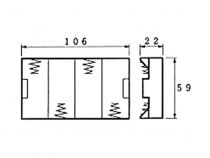 Coupleur de 4 piles c (lr14), avec contacts a pression (BH243B)