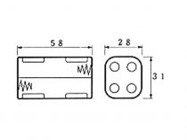 Coupleur de 4 pilres aa (lr6), avec contacts a pression (BH343B)