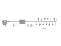 Decolight LED - 6 m - 90 boules - multicolore - câble transparent - modulateur - 24 V (DCL-XMA06-24V-MC)