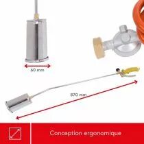 D&Eacute;SHERBEUR THERMIQUE &Agrave; GAZ - TUYAU 5 m - R&Eacute;GULATEUR DE PRESSION 2.5 BAR (VL104)