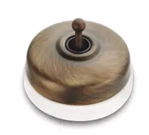 Dimbler bouton poussoir en m�tal couleur bronze, corps en porcelaine blanche avec manette (60312712)
