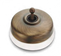 Dimbler bouton poussoir en métal couleur bronze, corps en porcelaine blanche avec manette (60312712)