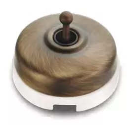Dimbler bouton poussoir en m�tal couleur bronze, corps en porcelaine blanche avec manette et pas de cable (60312702)