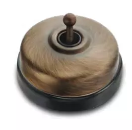 Dimbler bouton poussoir en m�tal couleur bronze, corps en porcelaine noire avec manette (60312852)