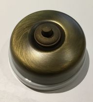 Dimbler bouton poussoir en métal couleur bronze ancien, corps en porcelaine blanche (60310712)