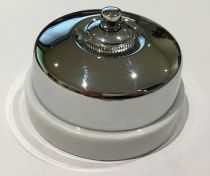 Dimbler bouton poussoir en métal couleur chrome, corps en porcelaine blanche (60310682)