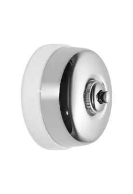 Dimbler bouton poussoir en m�tal couleur chrome, corps en porcelaine blanche (60310682)