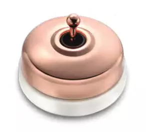 Dimbler bouton poussoir en m�tal couleur cuivre, corps en porcelaine blanche avec manette (60312822)