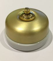 Dimbler bouton poussoir en métal couleur dorée satinée, corps en porcelaine blanche (60310592)