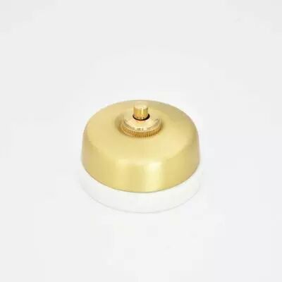 Dimbler bouton poussoir en m�tal couleur dor�e satin�e, corps en porcelaine blanche (60310592)