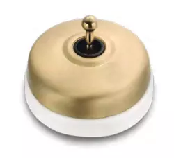 Dimbler bouton poussoir en m�tal couleur dor�e satin�e, corps en porcelaine blanche avec manette (60312592)