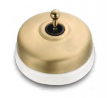 Dimbler bouton poussoir en métal couleur dorée satinée, corps en porcelaine blanche avec manette (60312592)