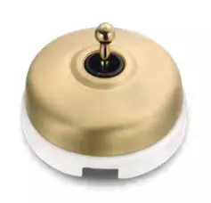 Dimbler bouton poussoir en m�tal couleur dor�e satin�e, corps en porcelaine blanche avec pas de cable et manette (60312522)
