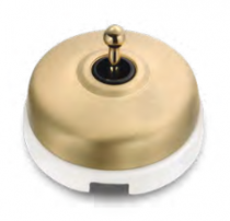 Dimbler bouton poussoir en métal couleur dorée satinée, corps en porcelaine blanche avec pas de cable et manette (60312522)