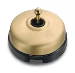 Dimbler bouton poussoir en m�tal couleur dor�e satin�e, corps en porcelaine noire avec manette et pas de cable (60312742)