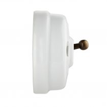 Dimbler bouton poussoir rocking, corps en porcelaine blanche / manette en bronze ancien