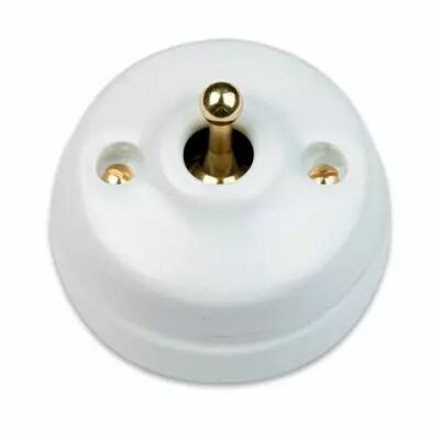 Dimbler va-et-vient , corps en porcelaine blanche / manette dor�e