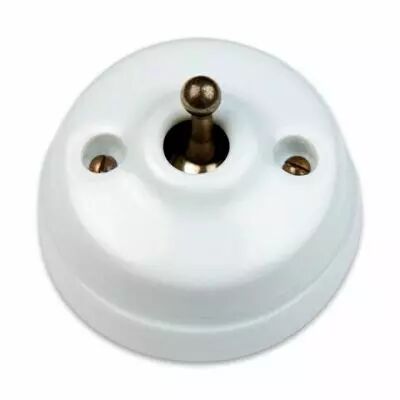 Dimbler va-et-vient , corps en porcelaine blanche / manette en bronze ancien