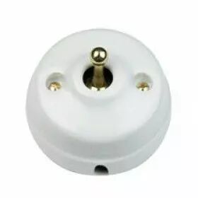 Dimbler va-et-vient avec pas de cable, corps en porcelaine blanche / manette dor�e