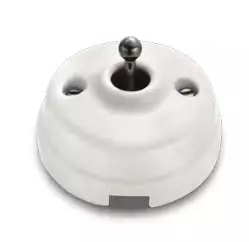 Dimbler va-et-vient avec pas de cable, corps en porcelaine blanche / manette nickel noir (60308412)