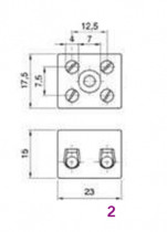 Domino en porcelaine section 2.5/4 mm² 2 poles