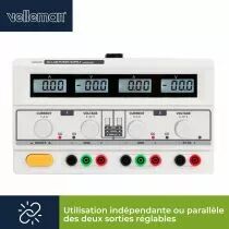 Double Alimentation Dc Lab / 4 Afficheurs Lcd / 2 X 0-30 Vcc / 0-3 A + 5 Vcc Fixe 3 A Max (LABPS23023)