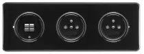 Double interrupteur simple allumage en bakélite noire (100571)