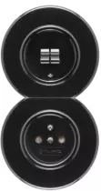 Double interrupteur simple allumage en bakélite noire (100571)