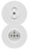 Double interrupteur simple rotatif en bakelite blanche (186885)