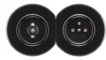 Double interrupteur simple rotatif en bakelite noire (186882)