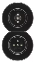 Double interrupteur simple rotatif en bakelite noire (186882)