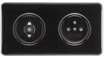 Double interrupteur simple rotatif en bakelite noire (186882)