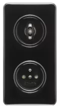 Double interrupteur simple rotatif en bakelite noire (186882)