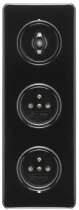 Double interrupteur simple rotatif en bakelite noire (186882)