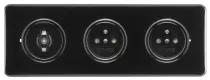 Double interrupteur simple rotatif en bakelite noire (186882)
