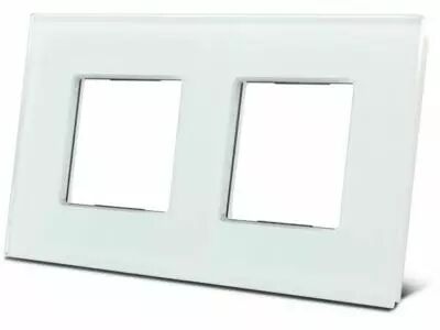 double plaque de recouvrement en verre pour bticino livinglight (blanc) (VMBGP2SW)