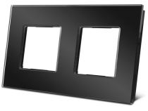double plaque de recouvrement en verre pour bticino livinglight (noir) (VMBGP2SB)