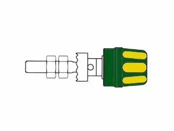 Douille 4mm - longue tige - jaune + vert (pk 10a) (HM2480A)